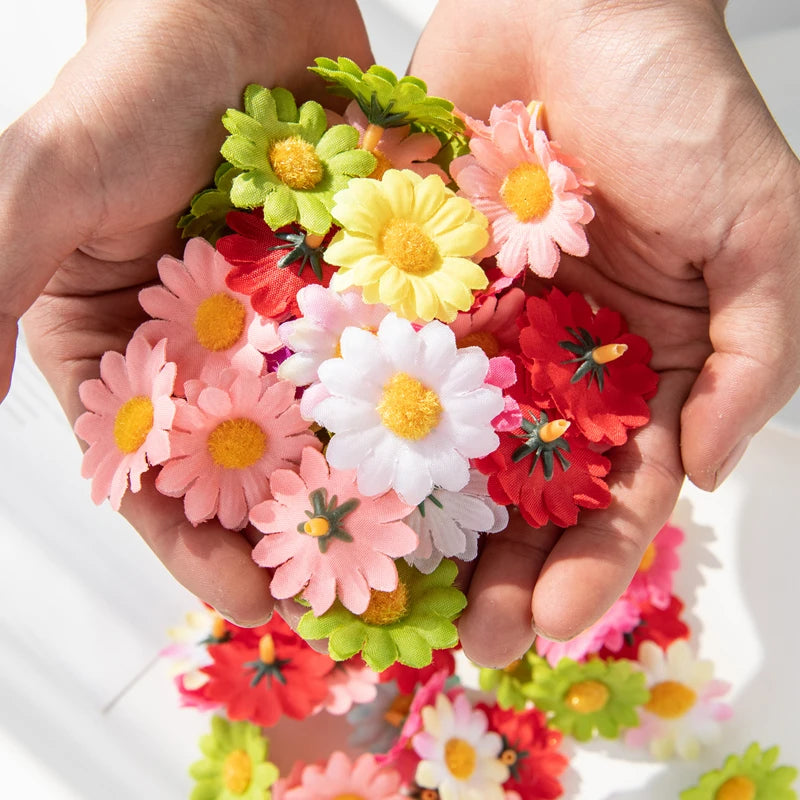 Mini Silk Daisy Artificial Flowers 50/100pcs | Wedding & DIY Decor