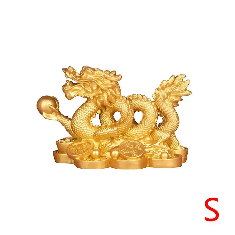 Golden Dragon Feng Shui Resin Ornament | Home & Office Decor