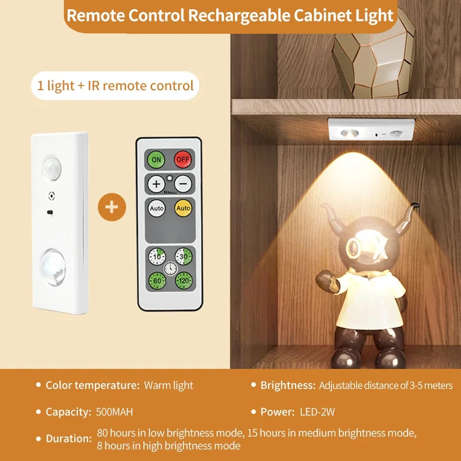 Rechargeable LED Motion Sensor Cabinet Light – Remote & Timer