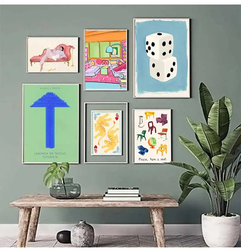 Crocodile Fish Abstract Canvas Wall Art | Colorful Unframed Print