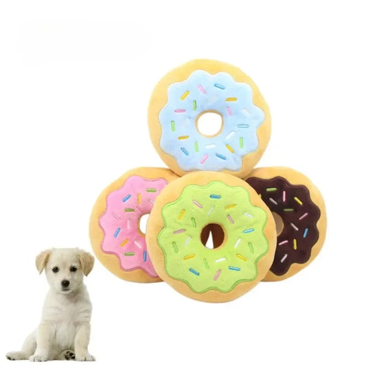 Donut Plush Squeaky Dog Toy – Interactive Chew & Bite Toy Squeaky Dog Toy Peaceful Pleasures Health and Wellness