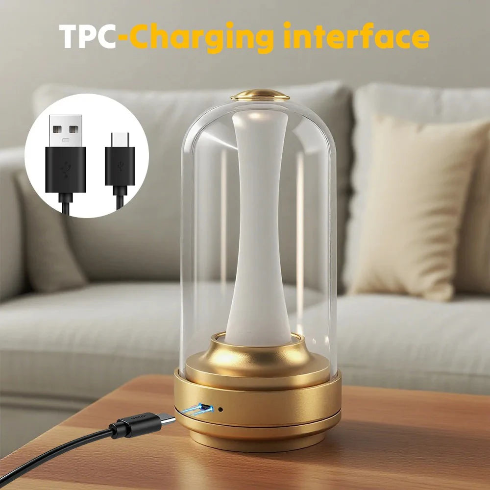 Dimmable Candle Room Lamp Rechargeable Touch Waterproof Reading Mood Light For Home Bedside Bar Desk Outdoor Mushroom Lamp Peaceful Pleasures Health and Wellness