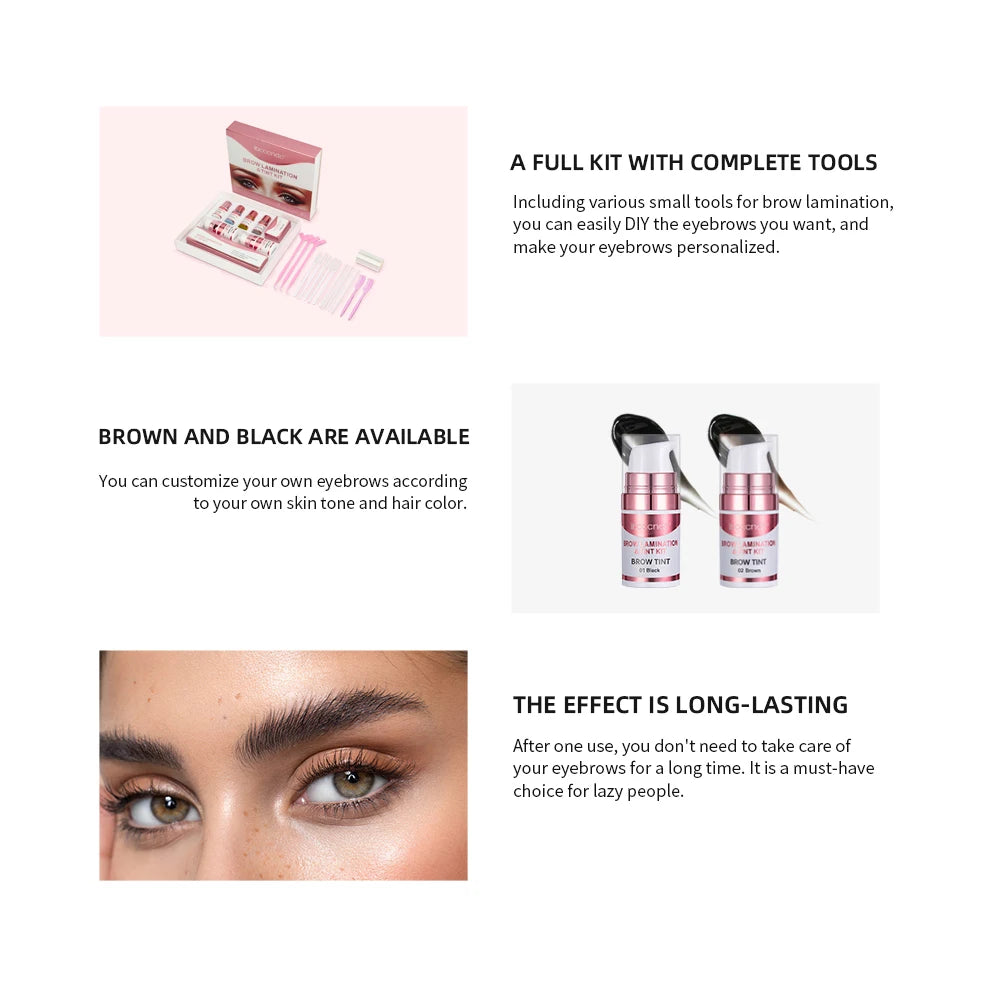 Permanent Brow or Lash Lift and Tint Kit Brow Lamination Eyelash Lifting Perming Lashes Black Brown Dye Eyes Makeup Peaceful Pleasures Health and Wellness