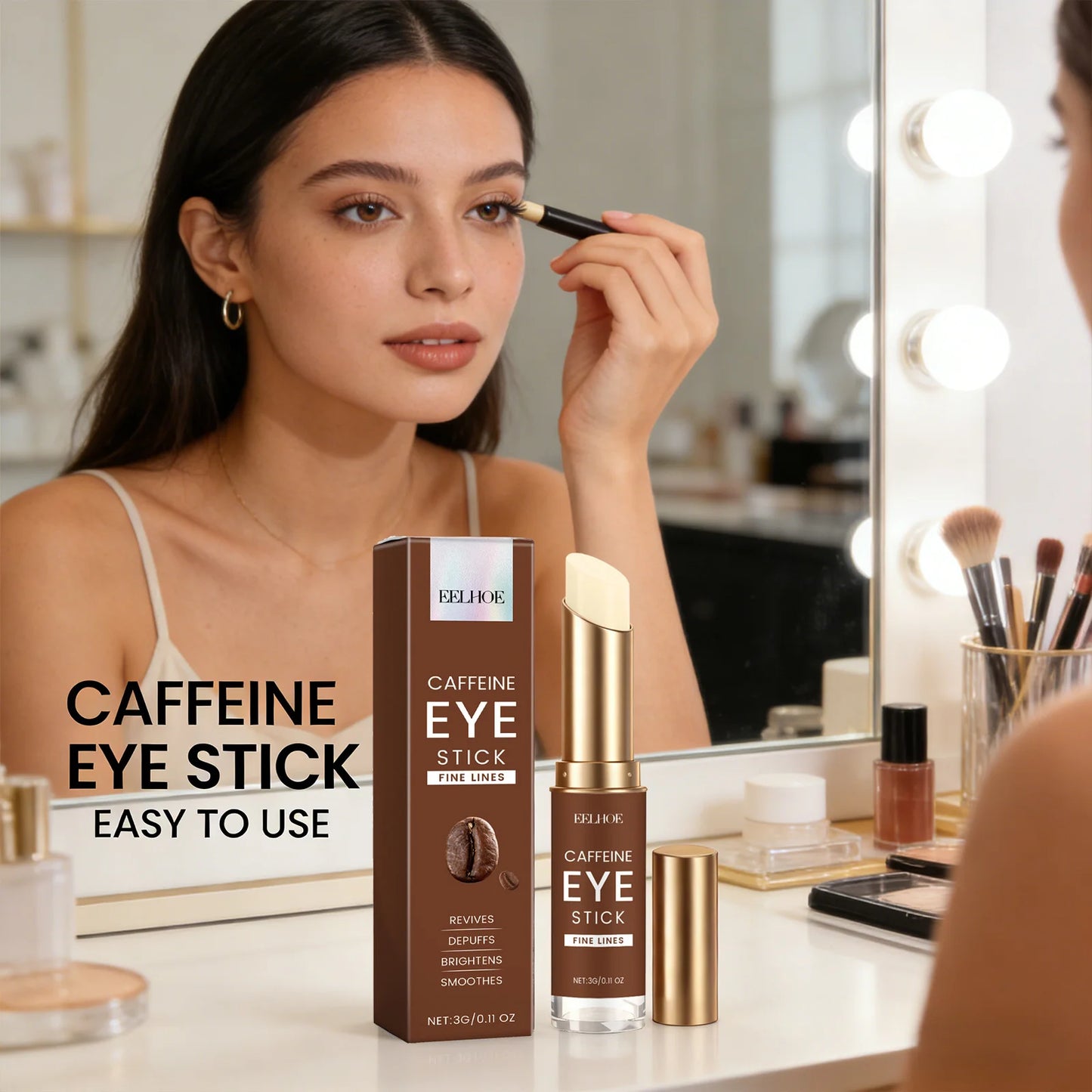 Caffeine Eye Cream Stick Moisturizing Remove Eye Bag Improve Dullness Brightening Anti Puffiness Dark Circle Portable Eye Creams Peaceful Pleasures Health and Wellness