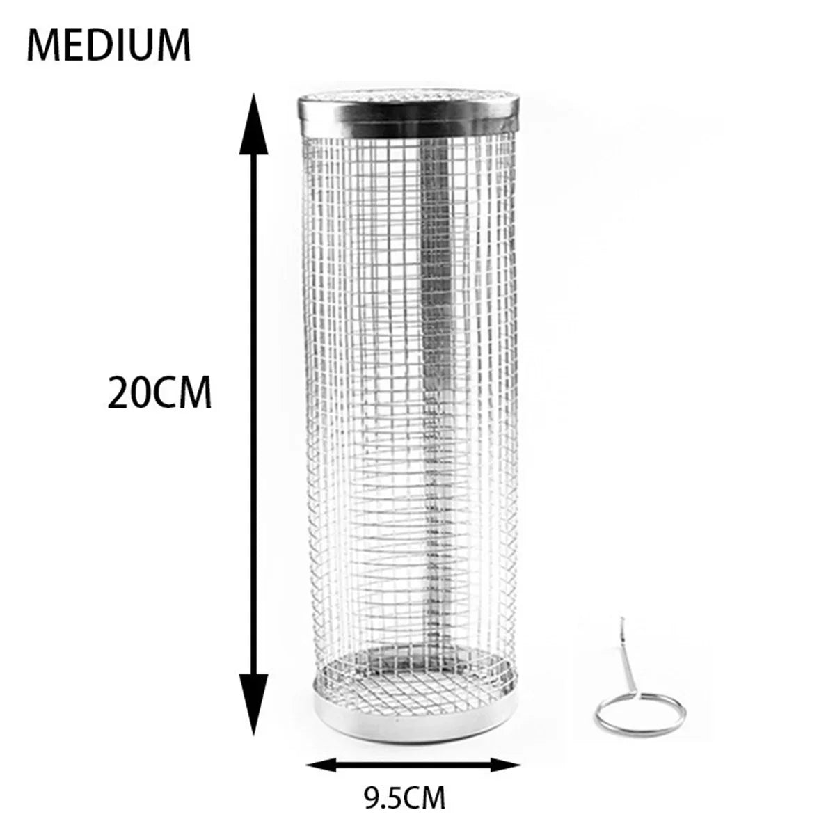 Rolling BBQ Grill Basket – Stainless Steel Cylinder Wire Mesh