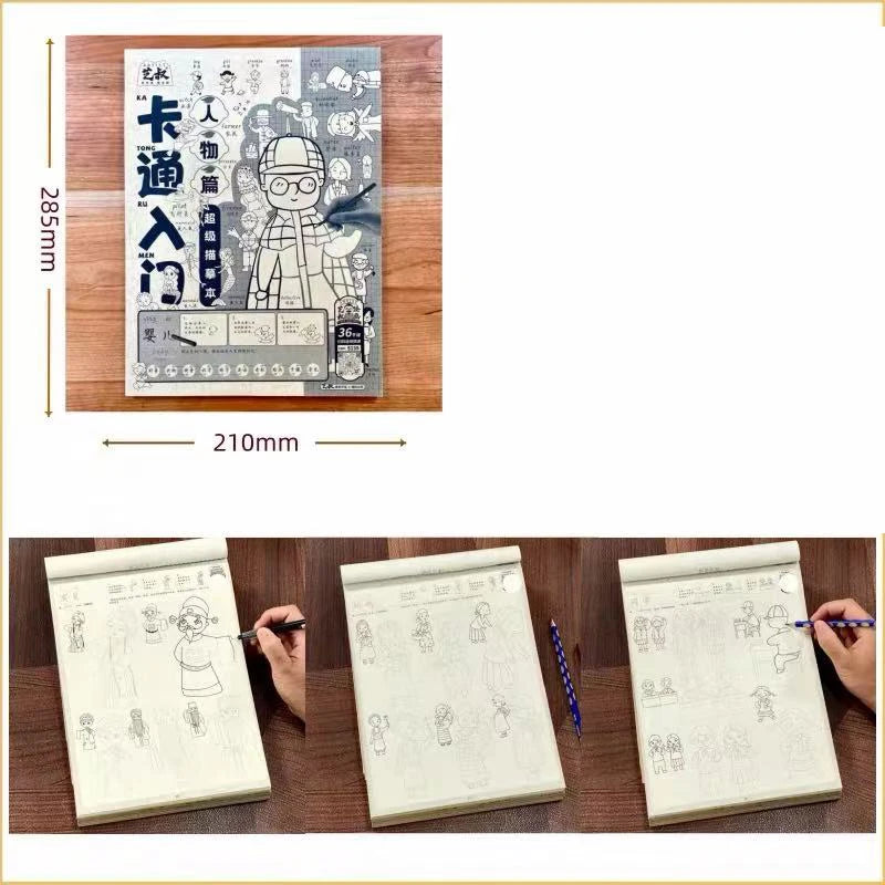 Cartoon Character Tracing Sketch Book 72 Pages People Line Copy