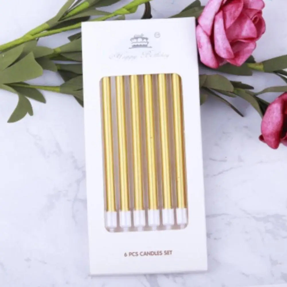 Gold & Silver Birthday Candles – Cake & Cupcake Toppers 6-Pack