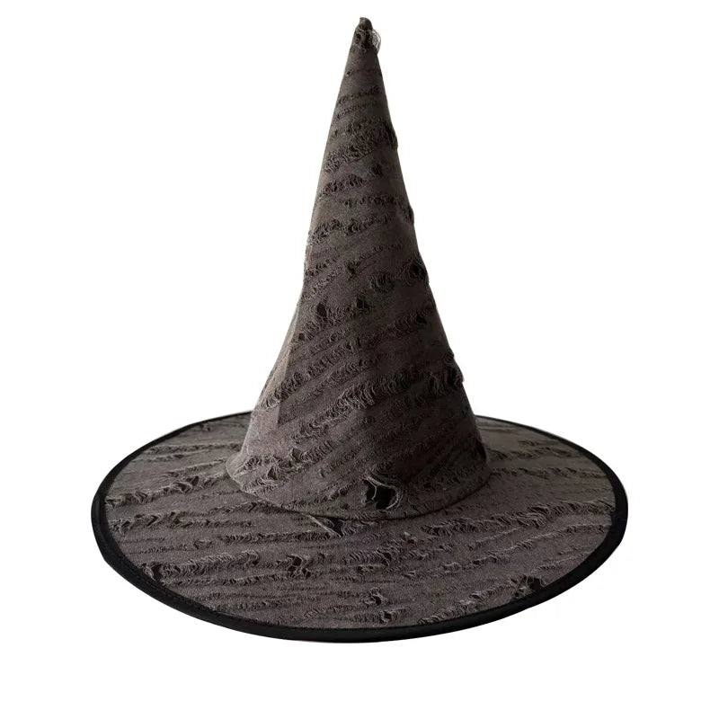 Halloween Witch Hat – Tulle Pumpkin Print Curved Brim Costume