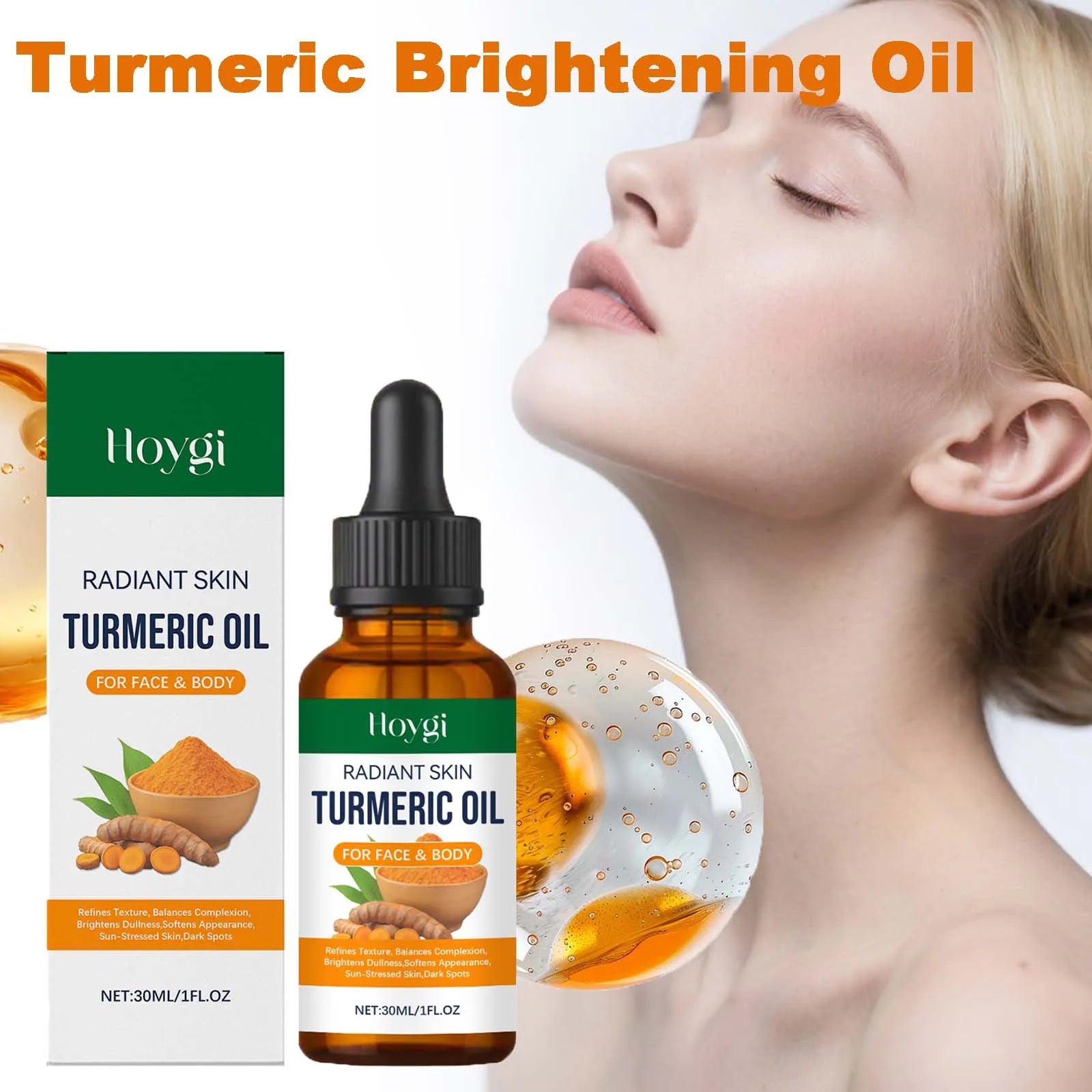 Turmeric Brightening Oil Dark Spot Corrector Exfoliating Face Oil Even Skin Tone Nourishing Fades Sun Spots Body Face Skincare Peaceful Pleasures Health and Wellness