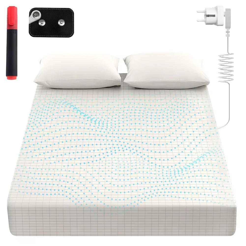 Grounding Fitted Sheets 10% Silver Fiber Bed Sheet Conductive Bedsheet Anti-ESD Release Pressure Improve Sleep Keep Health ﻿ Peaceful Pleasures Health and Wellness EU plug White Queen 153x203x38CM
