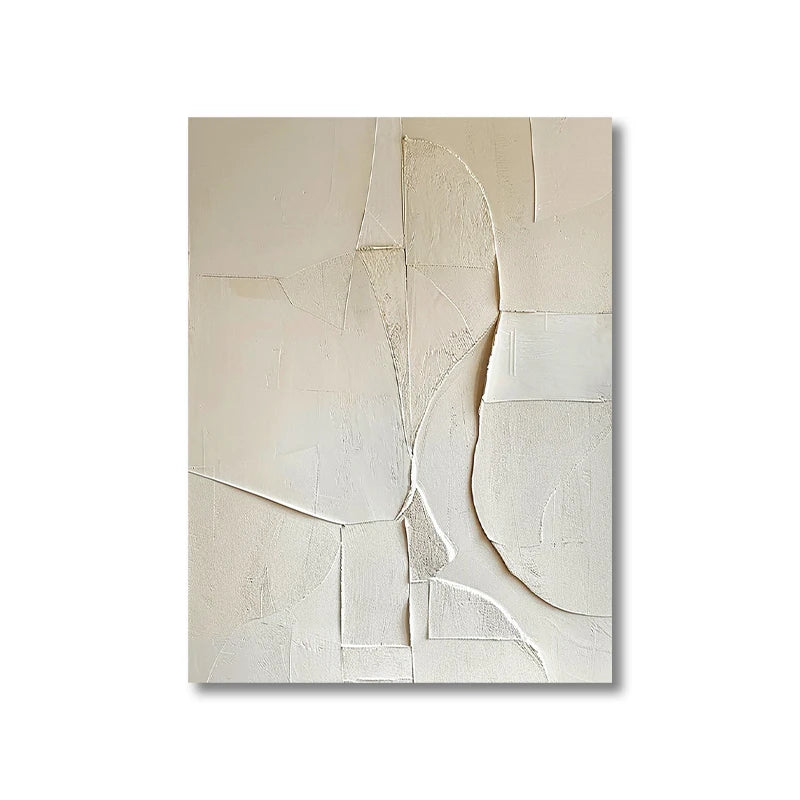 Beige White Abstract Minimalist Canvas Wall Art | Wabi-Sabi