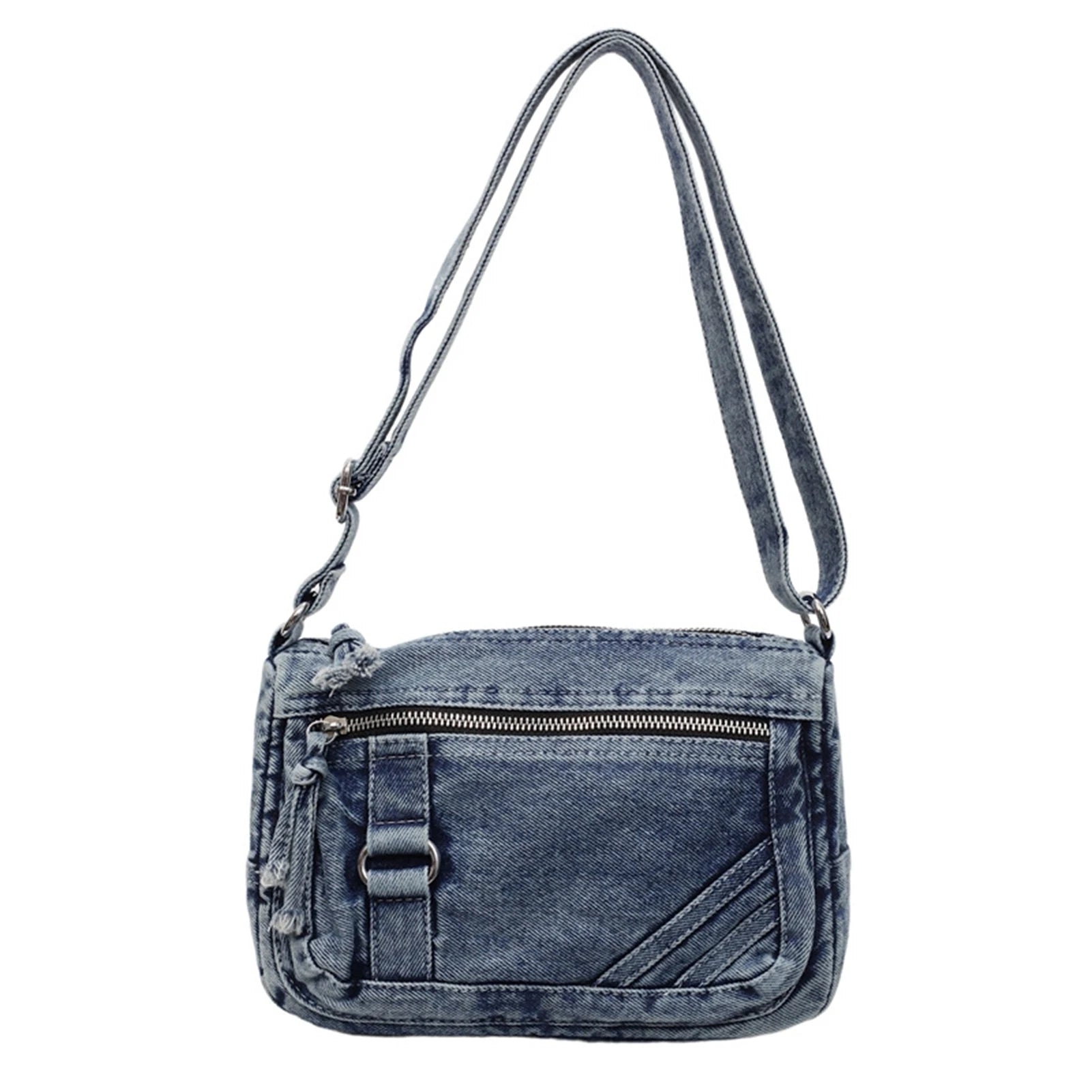 Simple Denim Purse Crossbody Bags Portable Hands-Free Purse Casual Handbags for Daily Shopping Travel Peaceful Pleasures Health and Wellness Blue