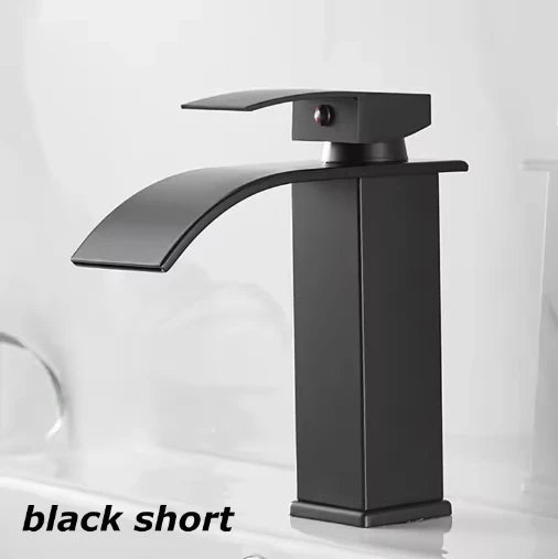Black Stainless Steel Waterfall Basin Faucet | Hot & Cold