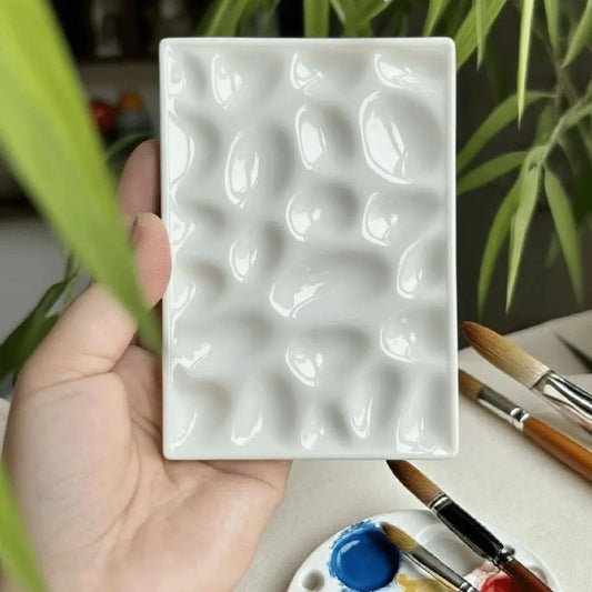 Multi Compartment Ceramic Paint Palette Professional Smooth Surface Rectangular Pothole Pigment Tray DIY Easy To Rinse Peaceful Pleasures Health and Wellness