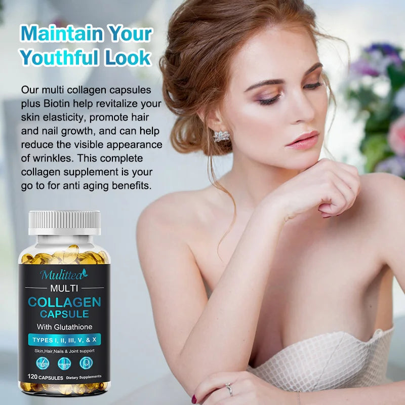 Multi-Collagen Complex with Biotin – Skin, Hair, Nails & Joints | 60 Capsules Peaceful Pleasures Health and Wellness