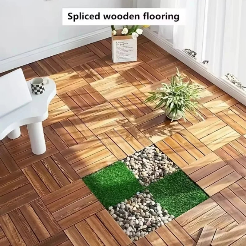 Solid Wood Flooring Balcony Bathroom Courtyard DIY Garden Terrace Outdoor Splicing Flooring Waterproof And Anti Slip Floor Mat Peaceful Pleasures Health and Wellness