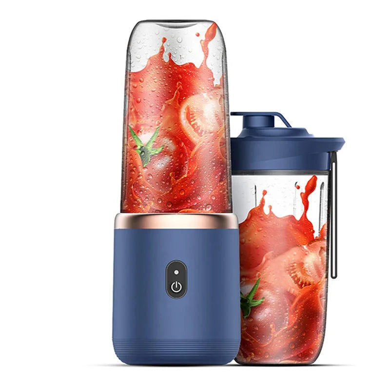 Portable Wireless Electric Juicer 6 Blades USB Mini Charging Smoothie Blender Fruit Squeezer Ice Crush Cup Smart Kitchen Tool Peaceful Pleasures Health and Wellness Blue