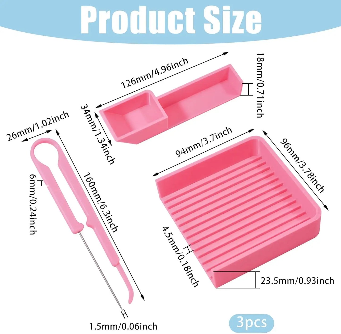 Fuse bead single needle tweezer & aligner tray set – Precision tool kit for fuse bead projects 5mm Peaceful Pleasures Health and Wellness Pink