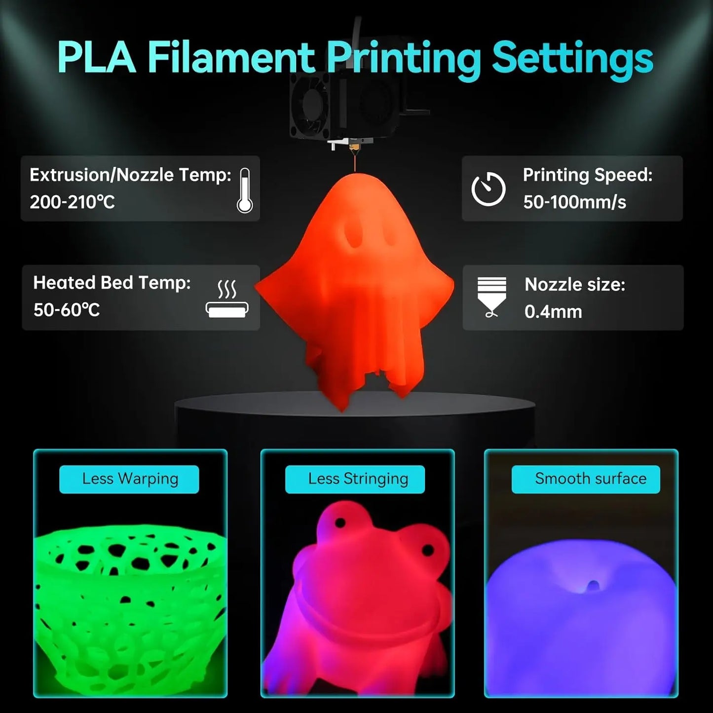 Glow in the Dark PLA Filament 1.75mm | ±0.02mm Accuracy