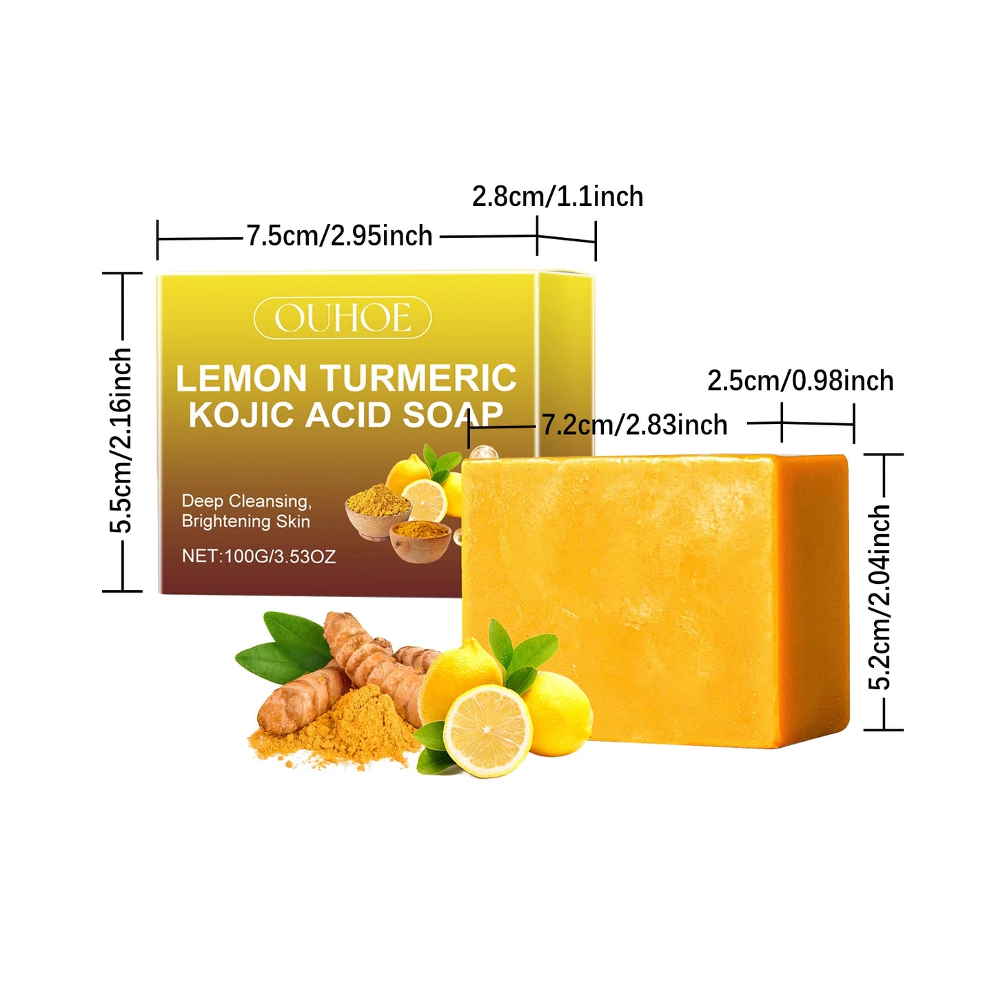 Lemon Turmeric Kojic Acid Brightening Soap Bar – 100g