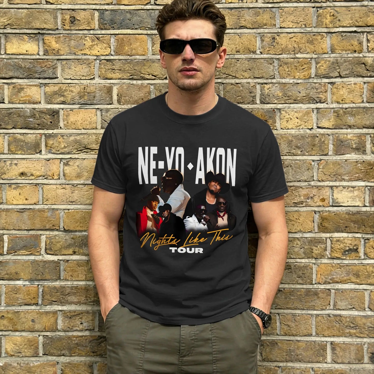 Akon T-Shirt for Men Leisure Pure Cotton Tee Shirt Crew Neck Short Sleeve T Shirts Plus Size Tops Peaceful Pleasures Health and Wellness
