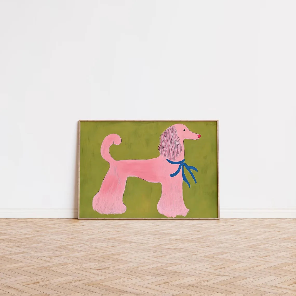 Pink Poodle Canvas Wall Art | Mid-Century Modern Pet Print