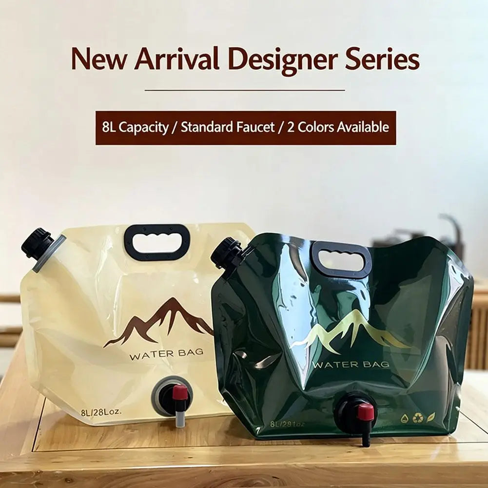 8L Water Bag Outdoor Large Capacity Water Storage BagThickened Foldable Camping Hiking Water Container with Tap Spigot Peaceful Pleasures Health and Wellness
