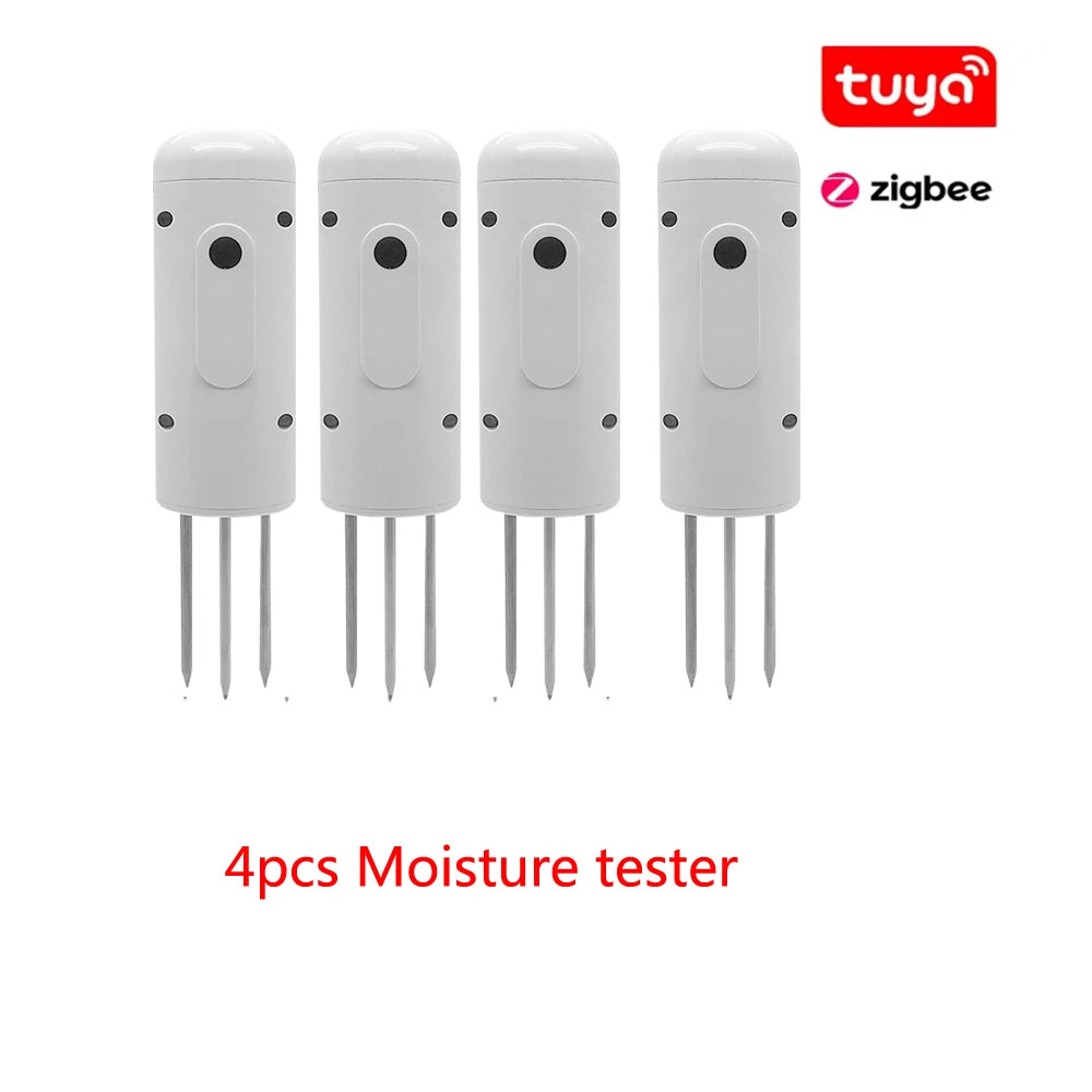 Tuya Zigbee Wireless Soil Intelligent Temperature Humidity Tester Mobilephone APP Real Time IP67 for Garden Farmland Planting Peaceful Pleasures Health and Wellness 4pcs Moisture Meter