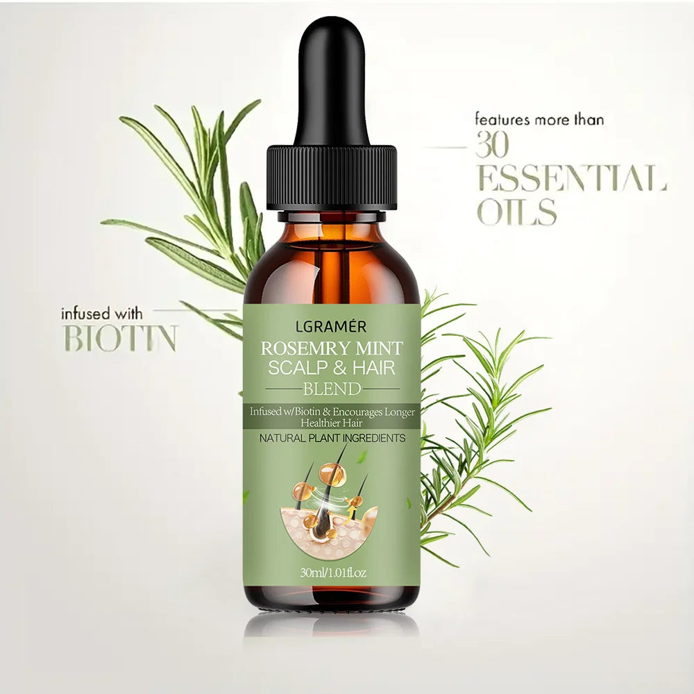 Hair Growth Essential Oil Rosemary Mint Hair Strengthening Oil Nourishing Treatment For Split Ends Dry Organics Hair Care Oil Peaceful Pleasures Health and Wellness