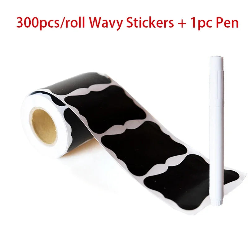 Black Waterproof Reusable Chalk Labels for Jars & Storage