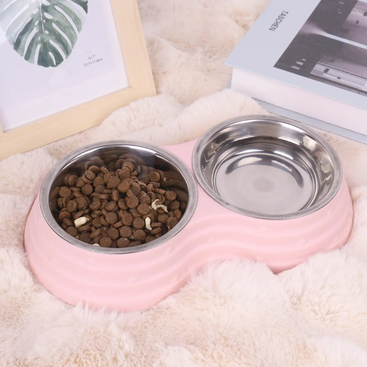 Double Bowl Pet Feeder – Stainless Steel, Non-Slip Base | Dogs & Cats