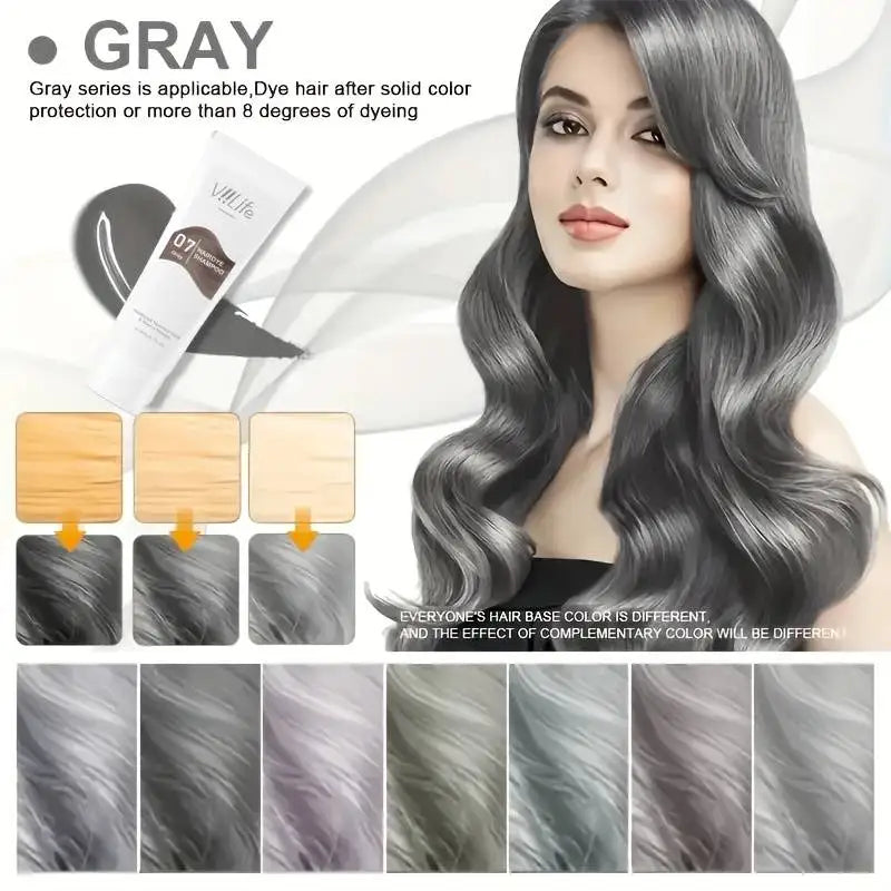 Unisex Hair Color Wax & Dye Shampoo – No Damage, Quick Coloring, Long-Lasting 100ml Peaceful Pleasures Health and Wellness Grey