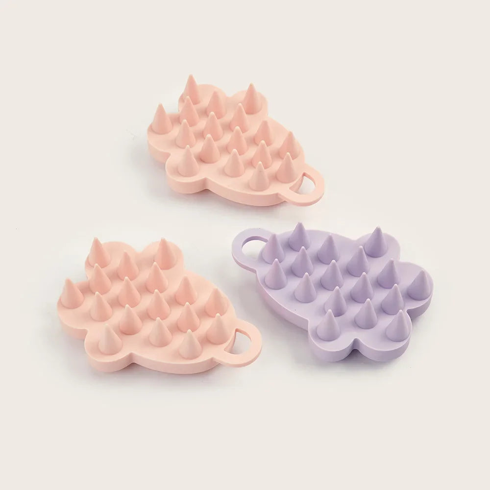 Silicone Cat Paw Scalp Massager Set – Pink & Purple Shampoo Brush