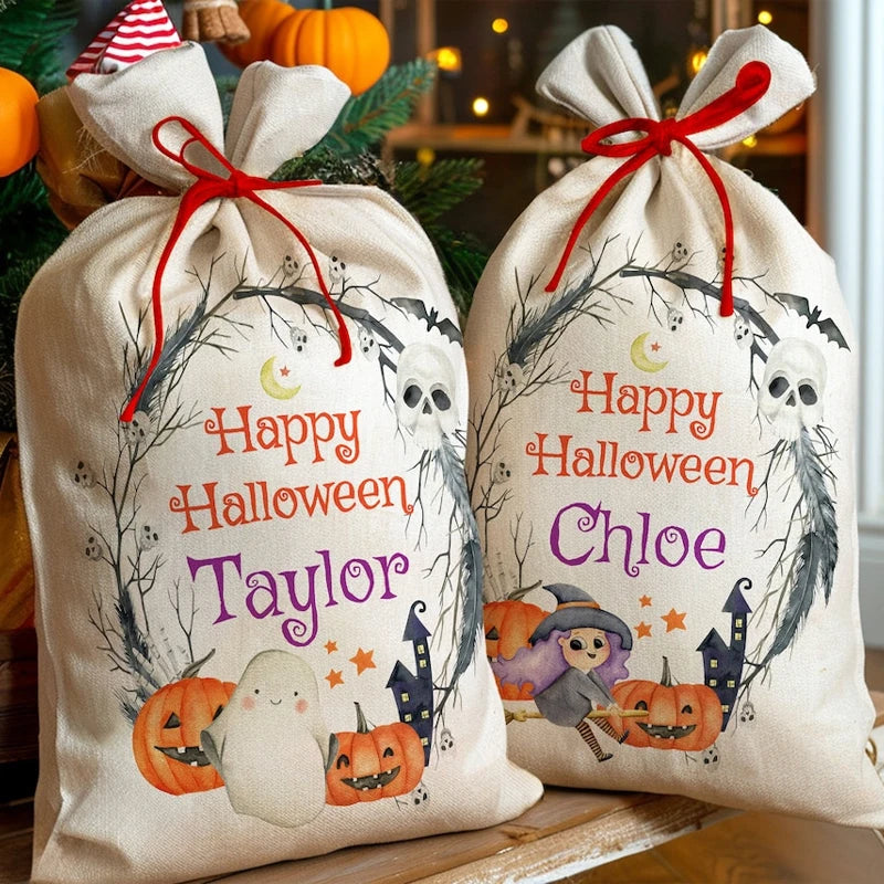 Personalized Halloween Drawstring Candy Bag – Custom Kids Gift Halloween Candy Bag Peaceful Pleasures Health and Wellness