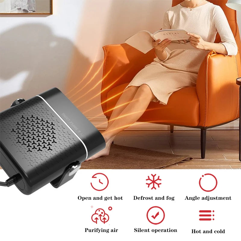 Car Mounted Heater 12V/24V Heating for Large Trucks Excavators Car Interior Electric Heater ABS Material 150W Power Electric Fan Peaceful Pleasures Health and Wellness