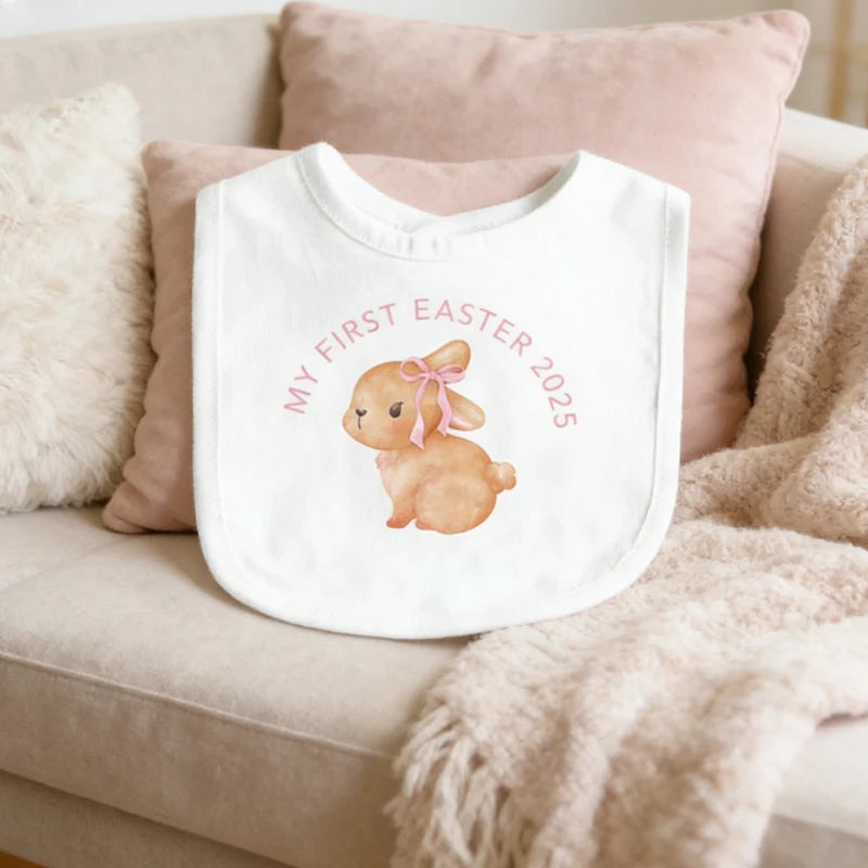 My First Easter 2026 Baby Bib – Bunny Rabbit Keepsake Gift Baby Holiday Bib Peaceful Pleasures Health and Wellness