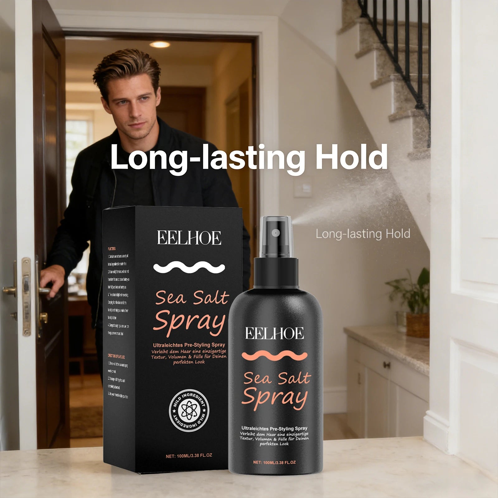 EELHOE Sea Salt Spray Nourish Hair Form Textured Hair Refreshing Control Oil Non-sticky Lazy Person Wash Free Styling Hair Spray Peaceful Pleasures Health and Wellness