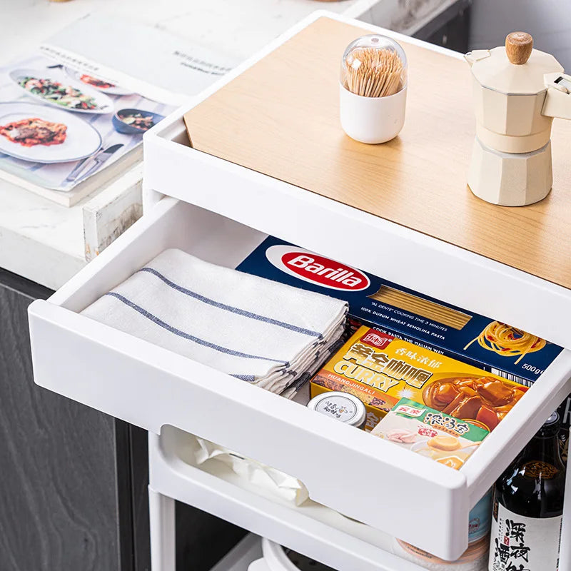 Versatile Kitchen Multi-Layer Storage Rack Wooden Top for Bathroom/Bedroom Gaps Ideal for Snacks Essentials Space-Saving Design Peaceful Pleasures Health and Wellness