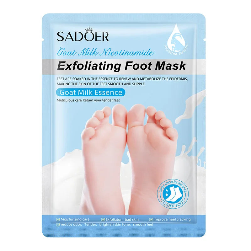 1 Pair Exfoliating Feet Mask Exfoliating Foot Peel Mask Socks Pedicure Peeling Dead Skin Remover Feet Mask Peel Moisturizing Peaceful Pleasures Health and Wellness Goat Milk