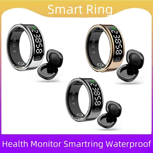 R11C Smart Ring Men Women Display Screen Gesture Swipe Video Smartring Waterproof Heart Rate Sleep Monitor Qring for Android IOS Peaceful Pleasures Health and Wellness