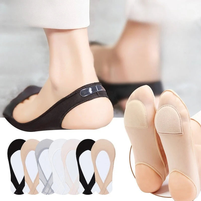 Women's Invisible Boat Socks | Non-Slip Ice Silk for High Heels