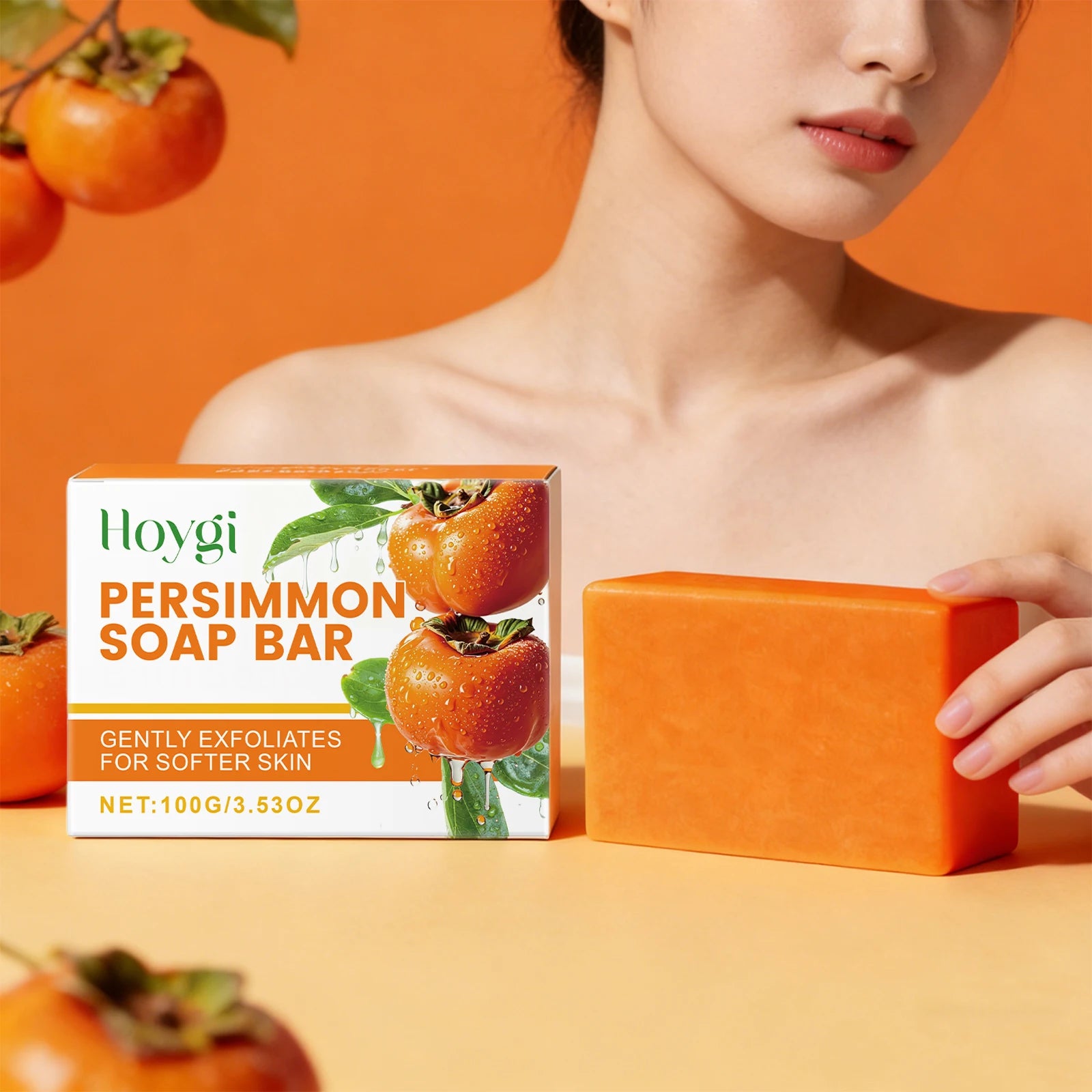 Persimmon Soap Bar Gentle Cleansing Skin Purifying and Deodorizing Soap for Fresh Skin Nourishes and Moisturizes Bath Soap 100g Peaceful Pleasures Health and Wellness