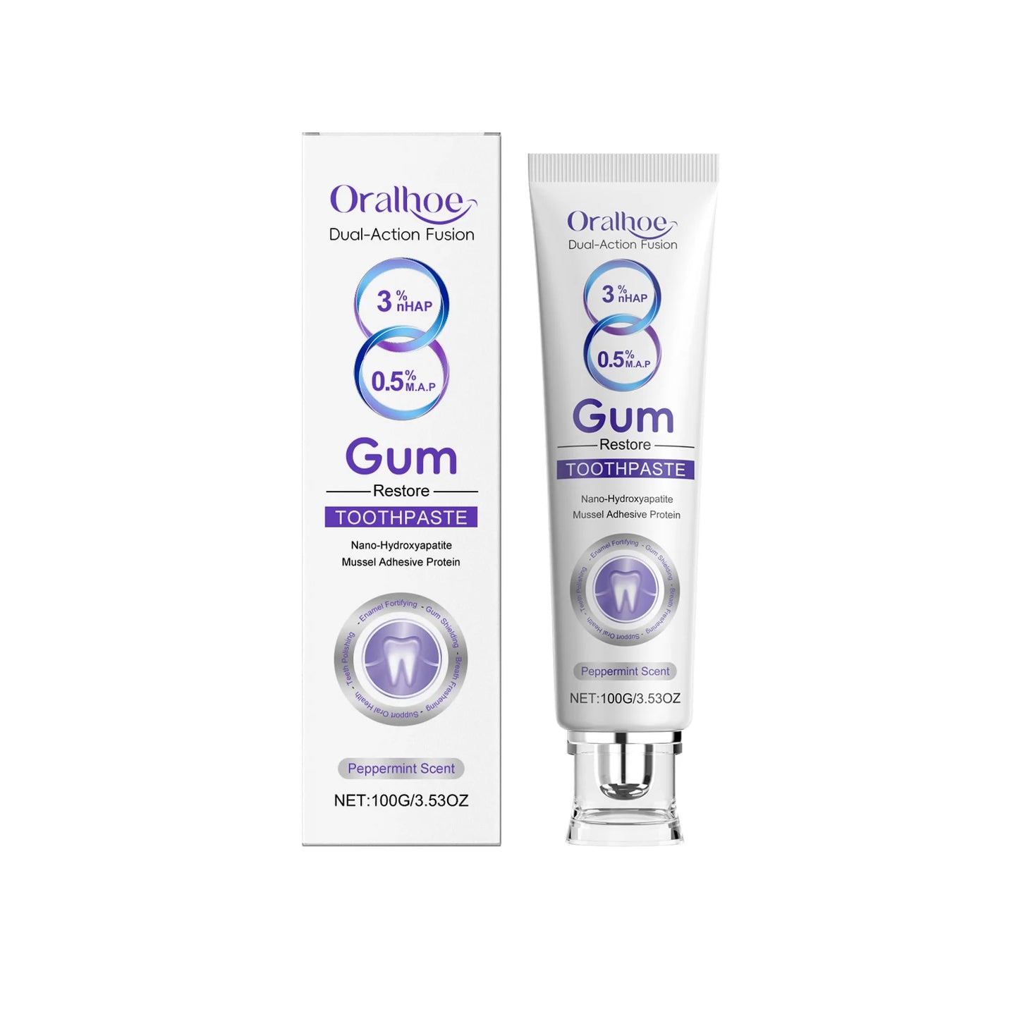 Nano Hydroxyapatite Toothpaste Restores White Teeth Alleviate Gum Bleeding Reduce Plaque Remove Oral Odor Gum Repair Toothpaste Peaceful Pleasures Health and Wellness 100g boxed