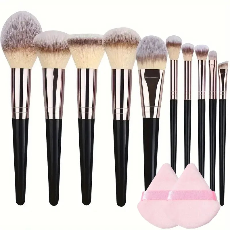 RUNTOIN Black Makeup Brush Set 3-20Pc | Kabuki Blending Brushes