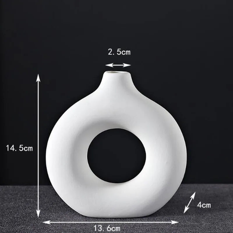 HEYYES Porcelain Doughnut Vase | Ceramic Flower Pot Home Decor
