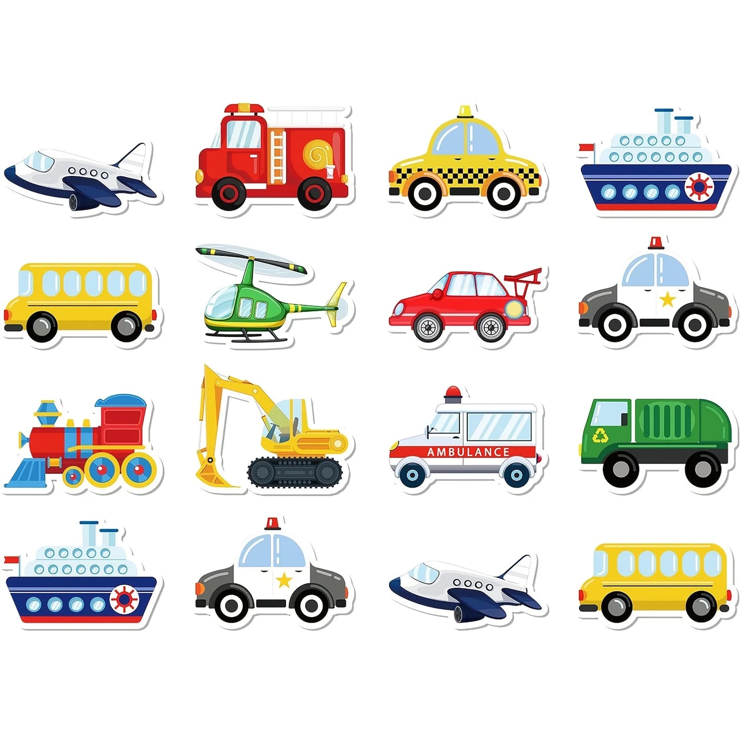 500pcs Transportation Stickers Roll – Cars, Trucks & Planes