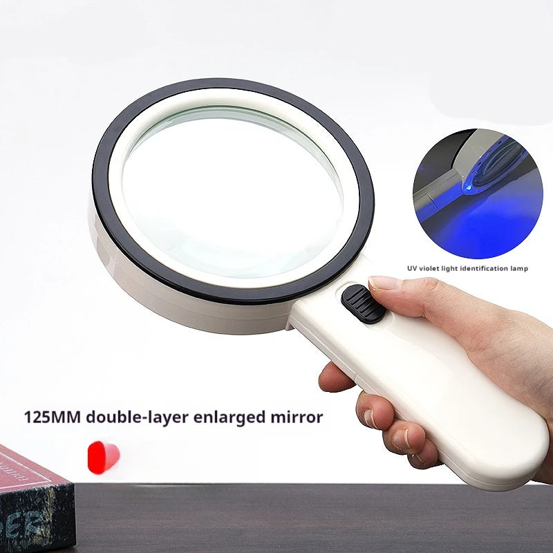 125Mm Handheld Illuminated Magnifying Glass with 12 Led Lights Reading Magnifier for Coins Insect Inspection Jewelry Loupe Peaceful Pleasures Health and Wellness