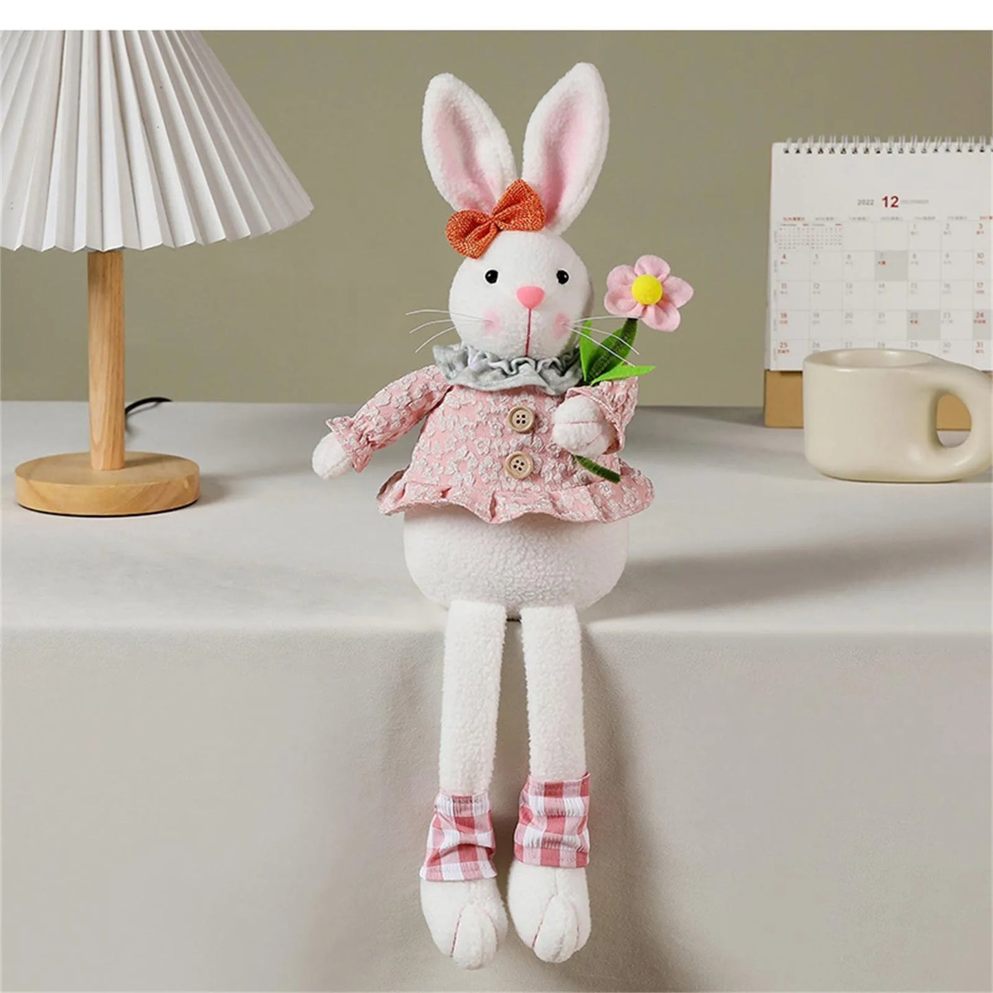 Easter Bunny Plush Figurine | Spring Décor Rabbit Sculpture Holiday Figurine Peaceful Pleasures Health and Wellness B One Size