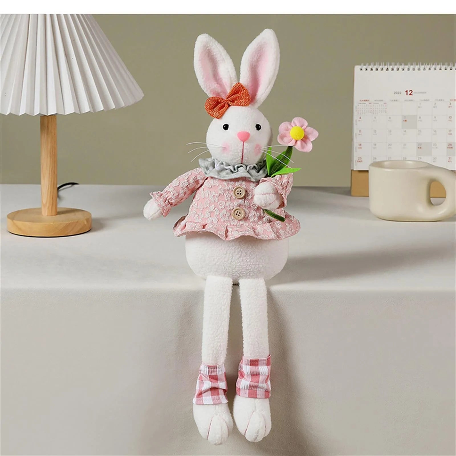 Easter Bunny Plush Figurine | Spring Décor Rabbit Sculpture Holiday Figurine Peaceful Pleasures Health and Wellness B One Size