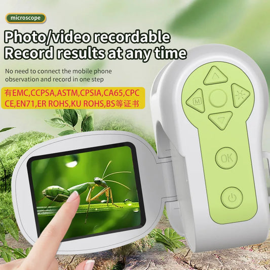 Electron Microscope, Intelligent Portable, Foldable Children's Educational Toy, Can Be Photographed or Recorded Peaceful Pleasures Health and Wellness China Mainland green